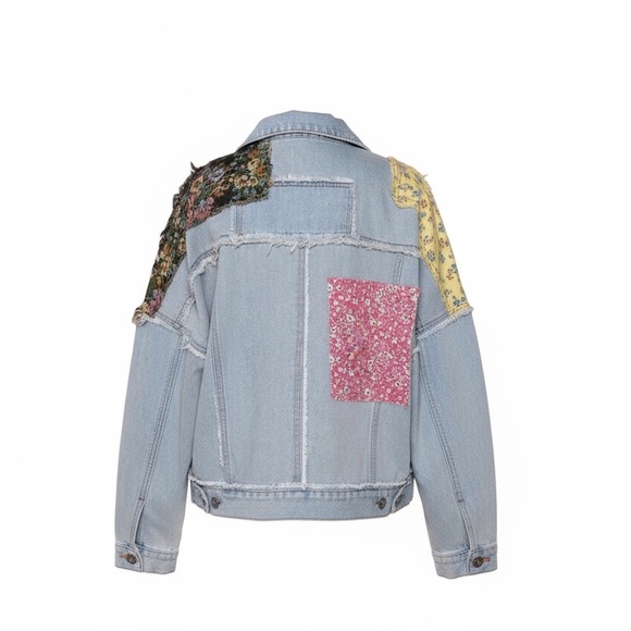 POL BOHO Patchwork Denim Women Size Small Jacket With Stitching Detail NEW - Picture 9 of 16